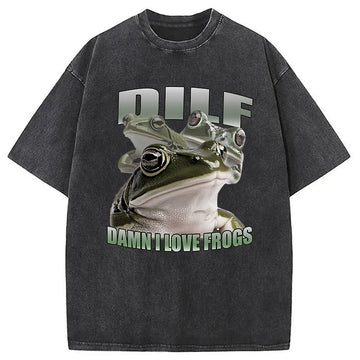 Personality fashion Damn I Love Frogs Washed T-Shirt