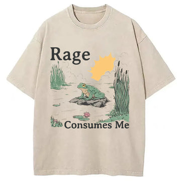 Personality fashion Rage Consumes Me Frog Pond Washed T-Shirt
