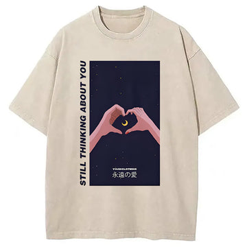 Personality fashion Still Thinking About You Washed T-Shirt
