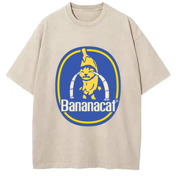 Personality fashion Sad Banana Cat Meme Washed T-Shirt