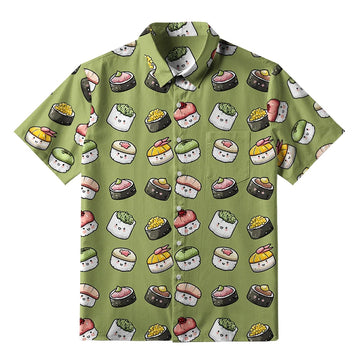 Personality fashion  Cute Sushi Team Button-up Shirt