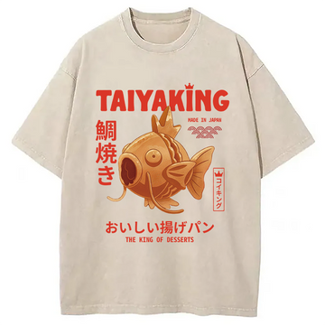 Personality fashion Thick Fish Roll Washed T-Shirt