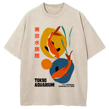 Personality fashion Tokyo Koi Dreams Washed T-Shirt