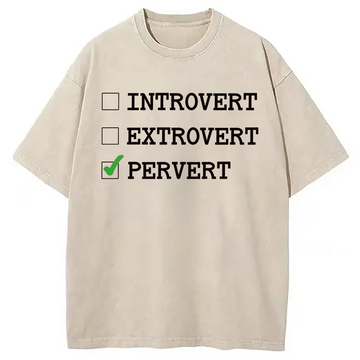 Personality fashion Introvert Extrovert Pervert Washed T-Shirt