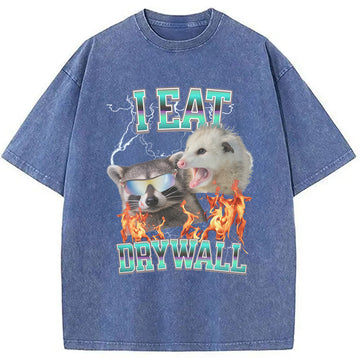 Personality fashion I Eat Drywall Washed T-Shirt