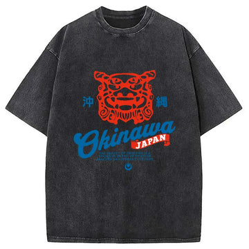 Personality fashion Okinawa Shisa Vintage Washed T-Shirt