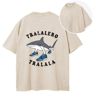 Personality fashion Tralalero Tralala Funny Back Washed T-Shirt