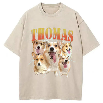 Personality fashion Funny Dog Meme Washed T-Shirt