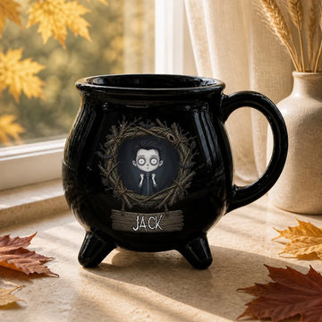 Whimsical Gothic Stop-Motion Character - Personalized Halloween Mug - Gift For Bestie, Friends, Halloween Decoration