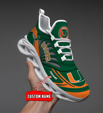Custom Name -Miami Hurricanes Personalize Max Soul Shoes Sport Sneakers