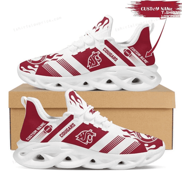 Personalize Washington State Cougars Red White Max Soul Shoes Running Sneakers