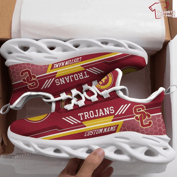 Personalize Usc Trojans Cardinal Gold Max Soul Shoes Running Sneakers