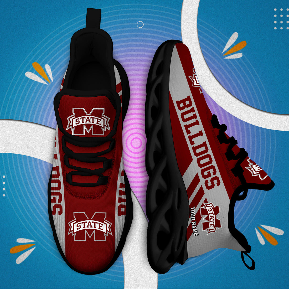 Mississippi State Bulldogs Max Soul Shoes Sneakers For Men And Women