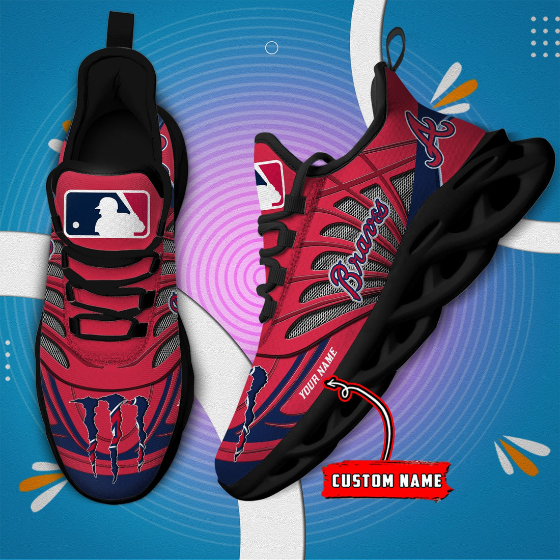 Atlanta Braves Max Soul Shoes Sneakers For Men And Women