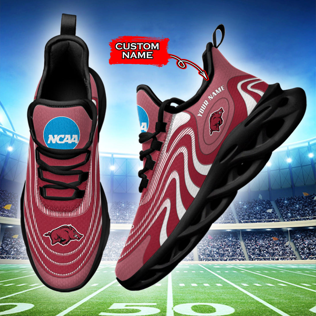 Arkansas Razorbacks Max Soul Shoes Sneakers For Men And Women