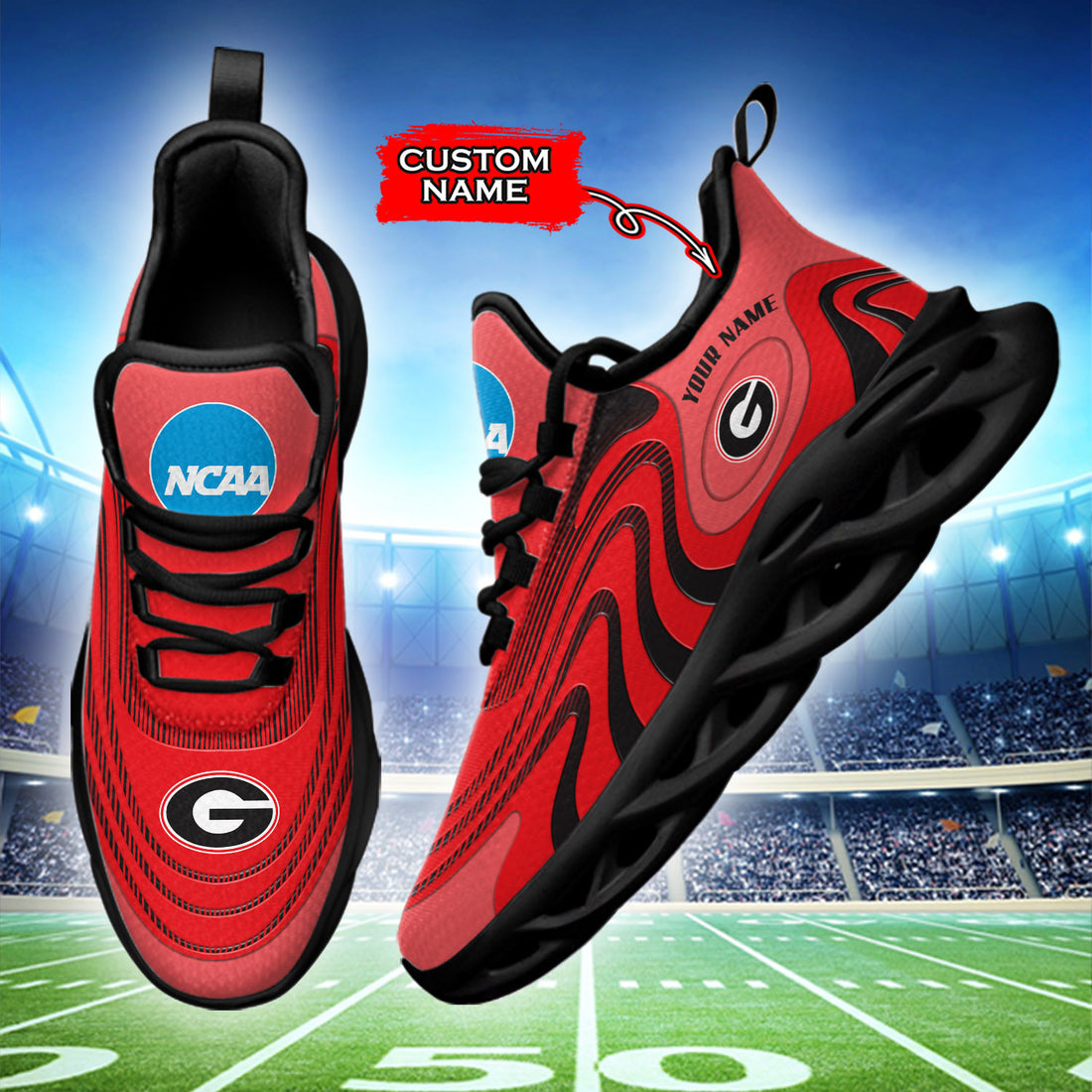 Georgia Bulldogs Max Soul Shoes Sneakers For Men And Women