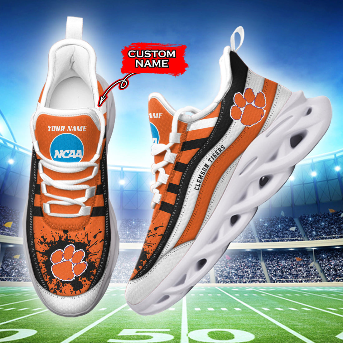 Clemson Tigers Max Soul Shoes Sneakers For Men And Women