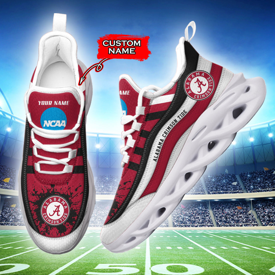 Alabama Crimson Tide Max Soul Shoes Sneakers For Men And Women