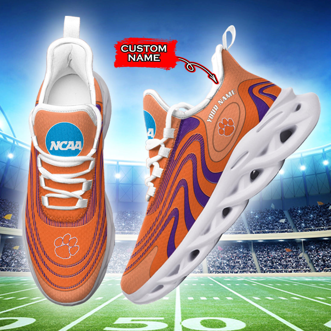 Clemson Tigers Max Soul Shoes Sneakers For Men And Women