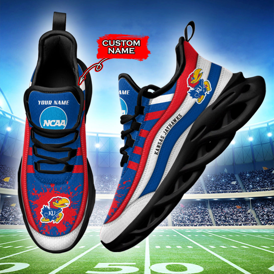 Kansas Jayhawks Max Soul Shoes Sneakers For Men And Women
