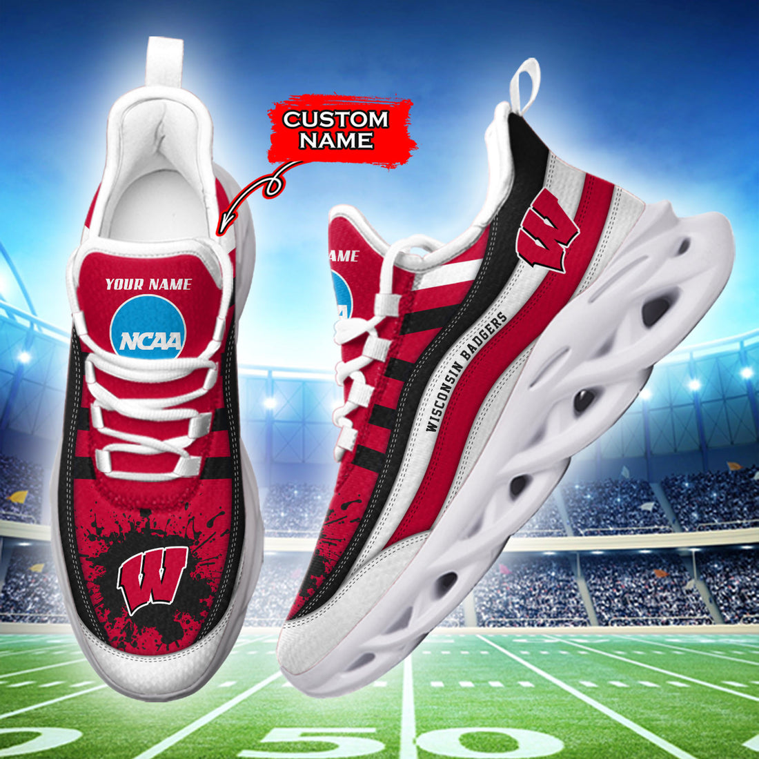 Wisconsin Badgers Max Soul Shoes Sneakers For Men And Women