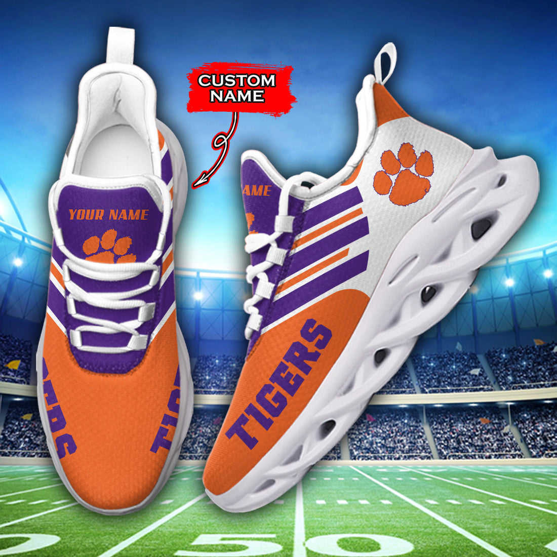 Clemson Tigers Max Soul Shoes Sneakers For Men And Women