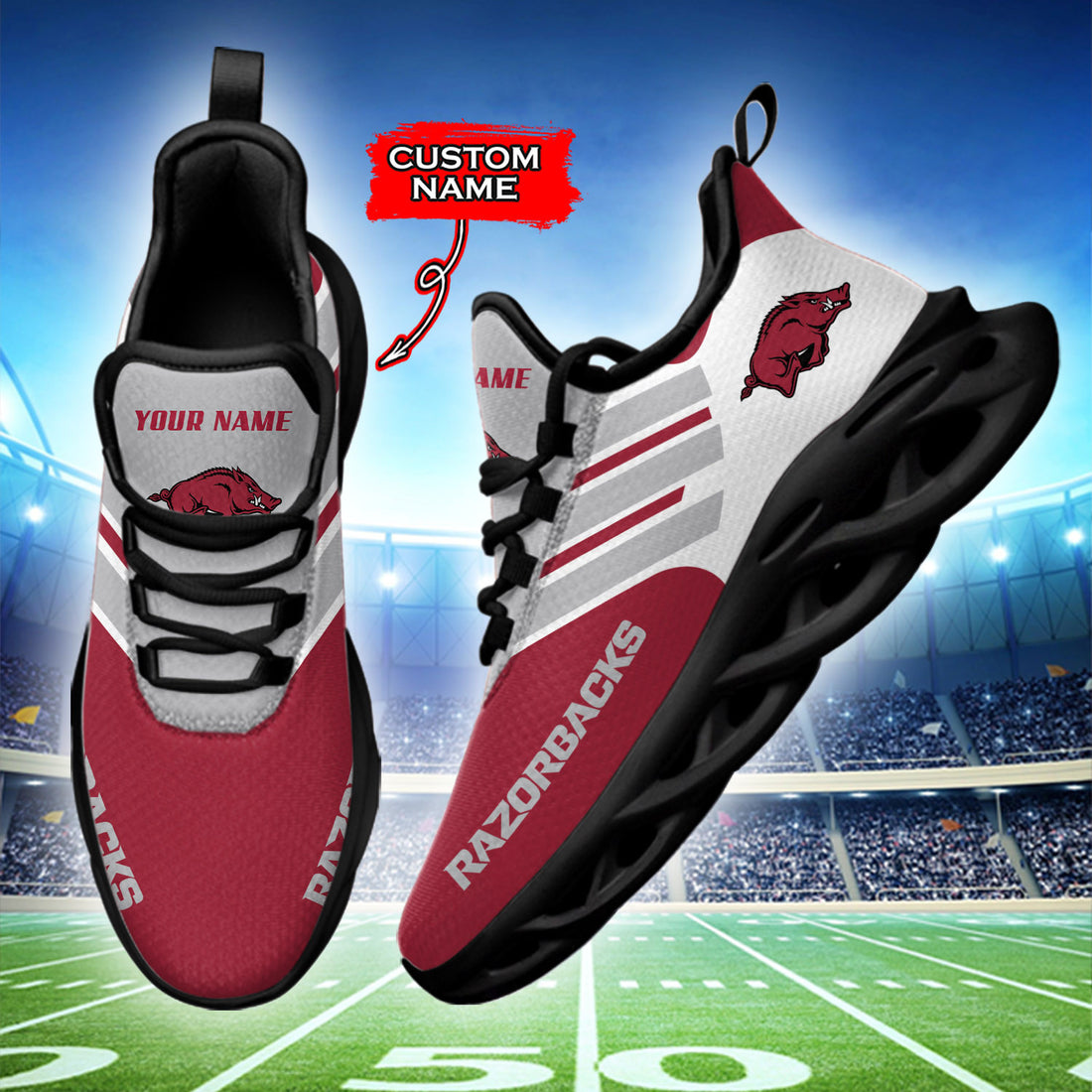 Arkansas Razorbacks Max Soul Shoes Sneakers For Men And Women