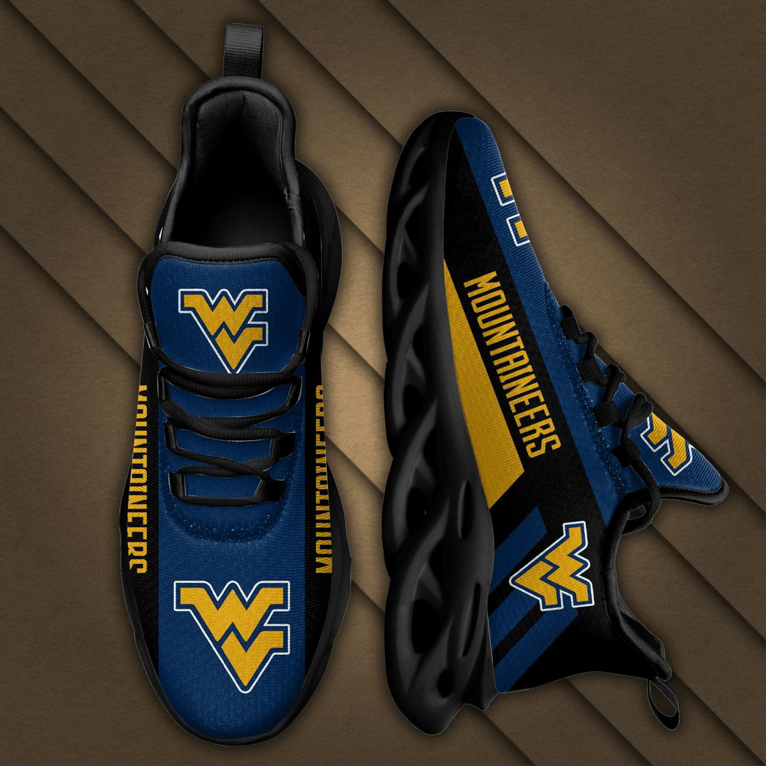 West Virginia Mountaineers Blue Gold Max Soul Shoes Sport Sneakers