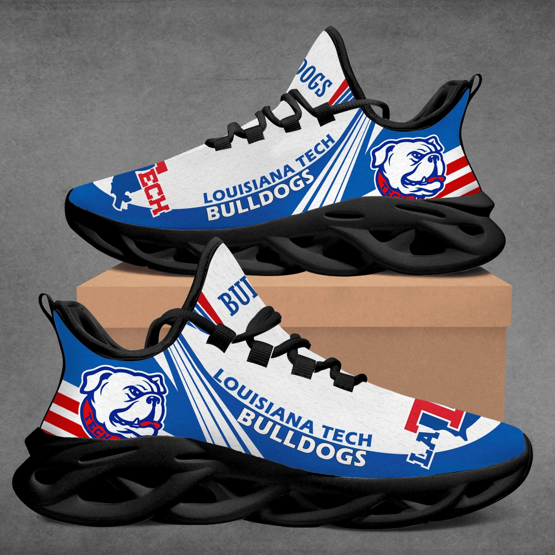 Louisiana Tech Bulldogs White Blue Max Soul Shoes Sport Sneakers