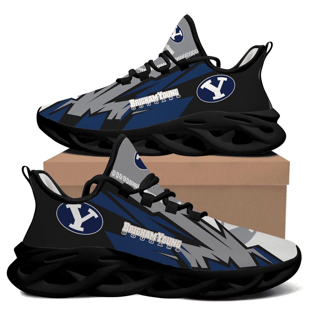 Brigham Young Cougars Grey Blue Max Soul Shoes Sport Sneakers
