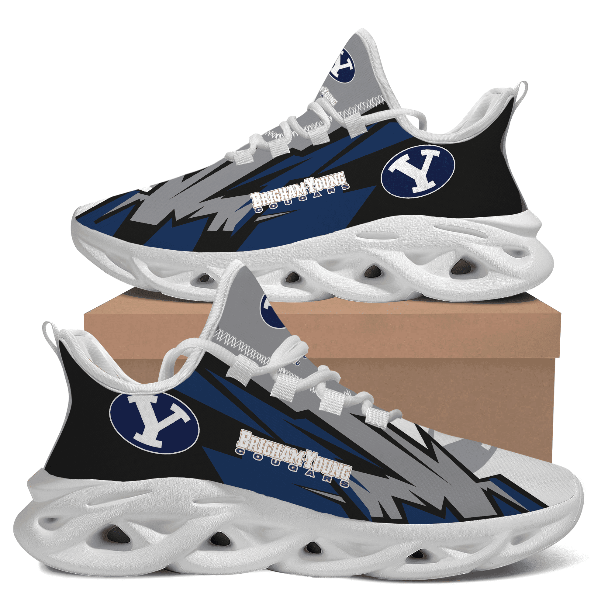 Brigham Young Cougars Grey Blue Max Soul Shoes Sport Sneakers