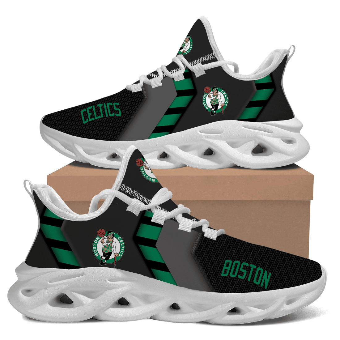 NBA Boston Celtics Black Green Max Soul Shoes Sport Sneakers