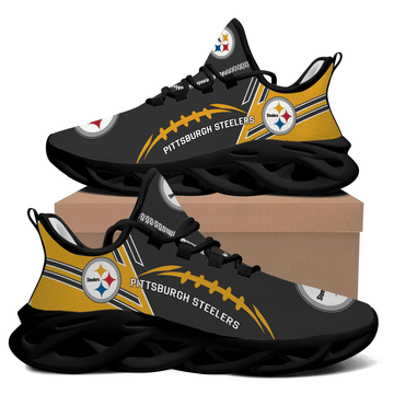 Pittsburgh Steelers Black Golden Rugby Max Soul Shoes Sport Sneakers