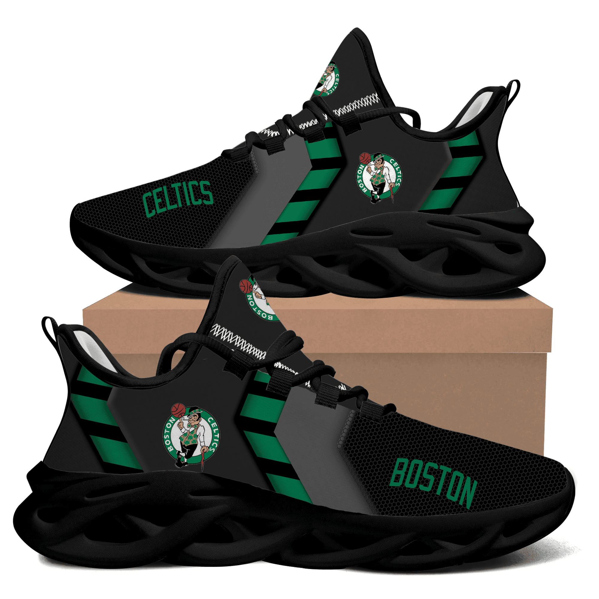 NBA Boston Celtics Black Green Max Soul Shoes Sport Sneakers