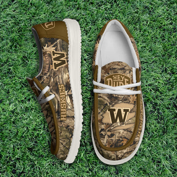 Washington Huskies Camo Hunting Thickened Hey Dude Shoes