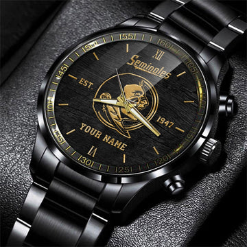 Florida State Seminoles Black Fashion Watch Custom Your Name And Year, Sport Watch, Sport Gifts For Football Fans ETRG