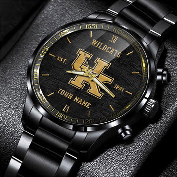 Kentucky Wildcats Black Fashion Watch Custom Your Name And Year, Sport Watch, Sport Gifts For Football Fans ETRG