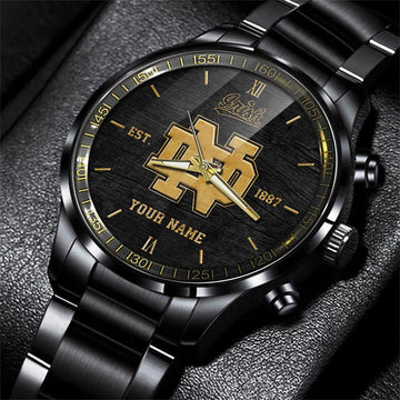 Notre Dame Fighting Irish Black Fashion Watch Custom Your Name And Year, Sport Watch, Sport Gifts For Football Fans ETRG