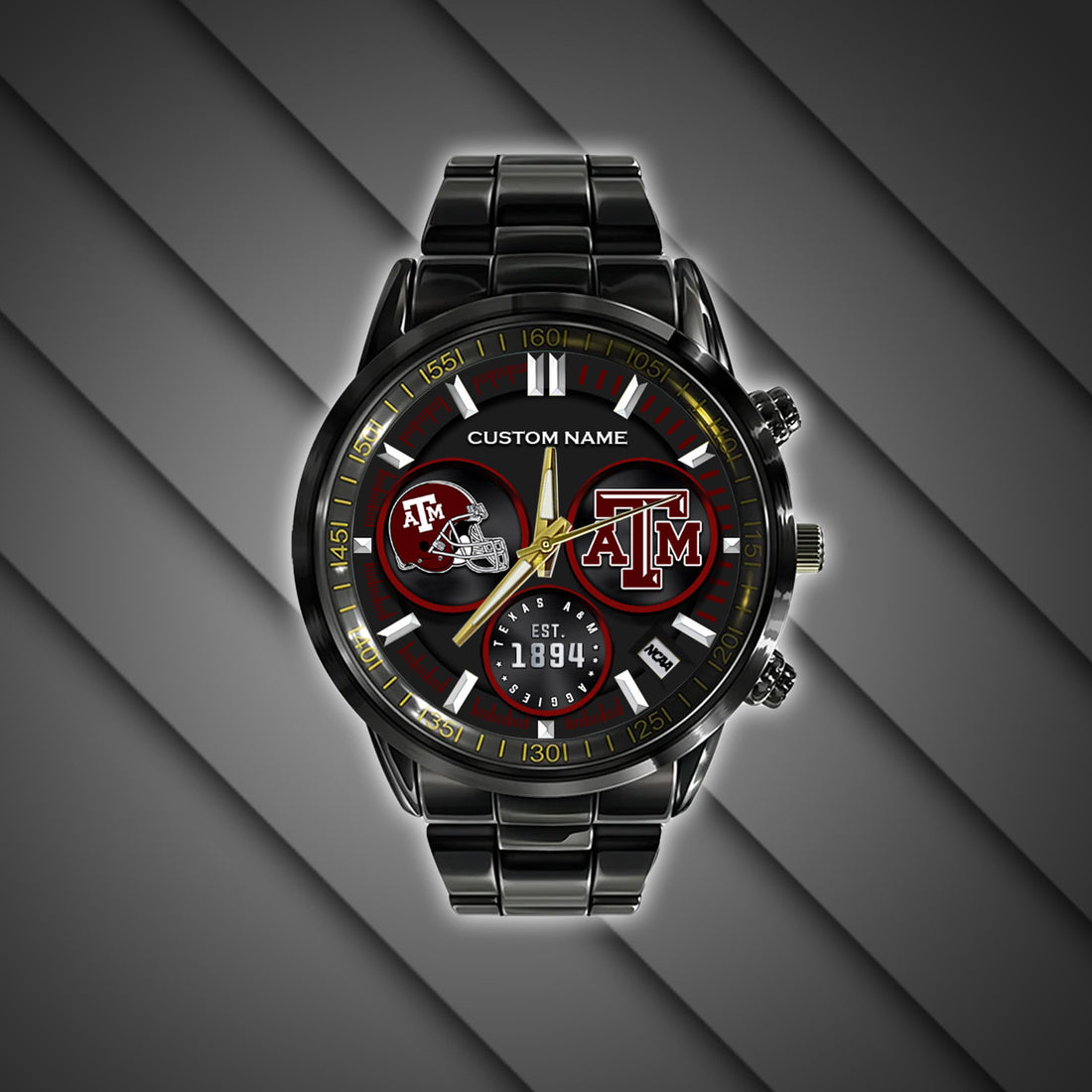 Texas A&M Aggies - Black Stainless Steel Watch