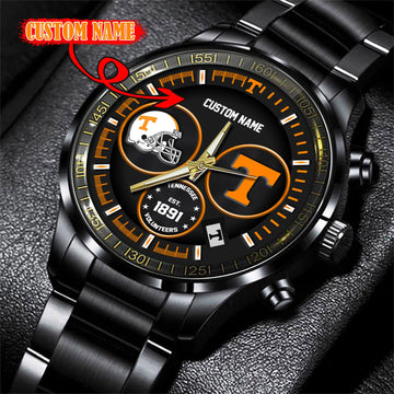 Tennessee Volunteers Black Stainless Steel Watch - Custom Name 58437