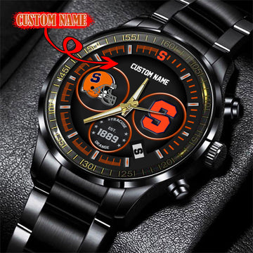 Syracuse Orange Black Stainless Steel Watch - Custom Name 58437