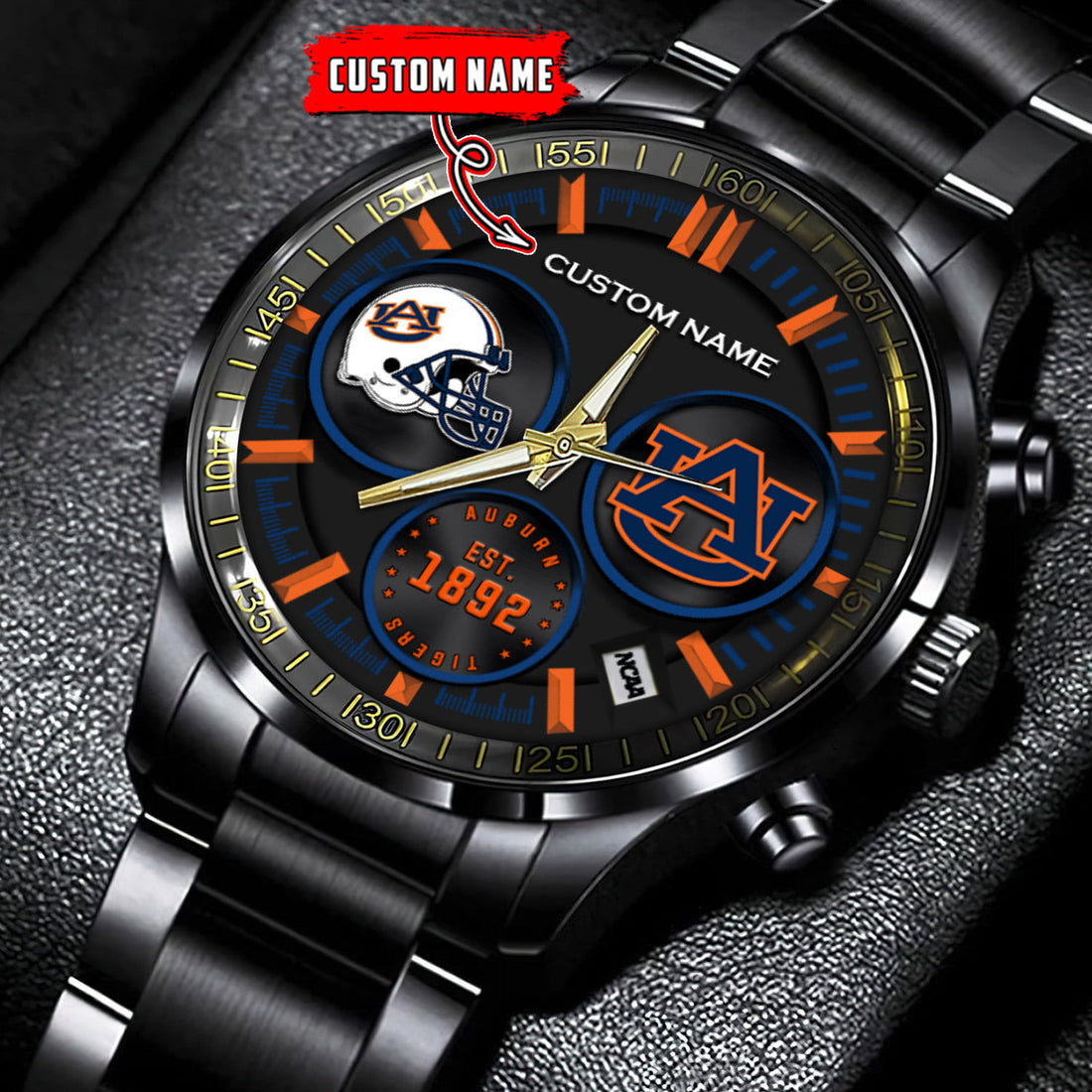 Auburn Tigers - Black Stainless Steel Watch