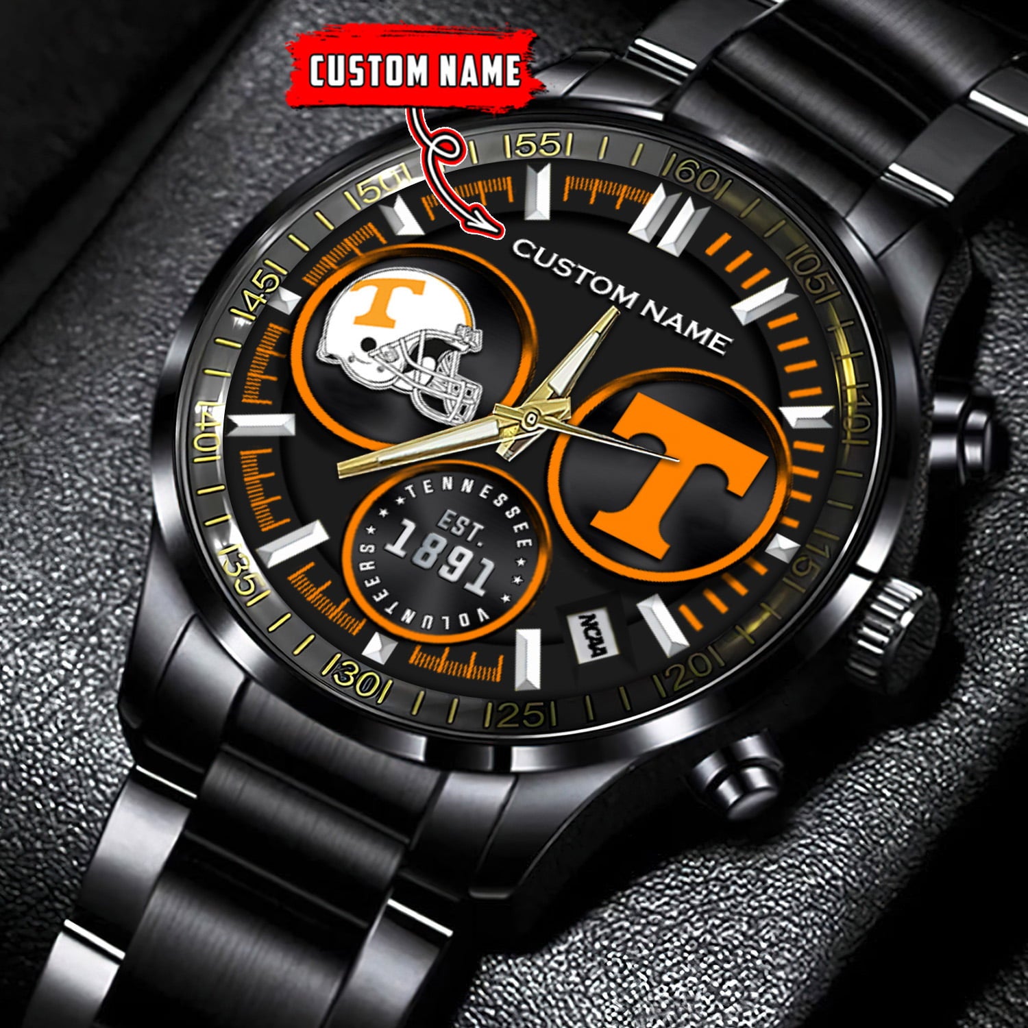 Tennessee Volunteers - Black Stainless Steel Watch