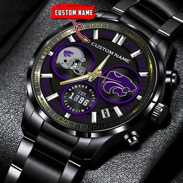 Kansas State Wildcats - Black Stainless Steel Watch