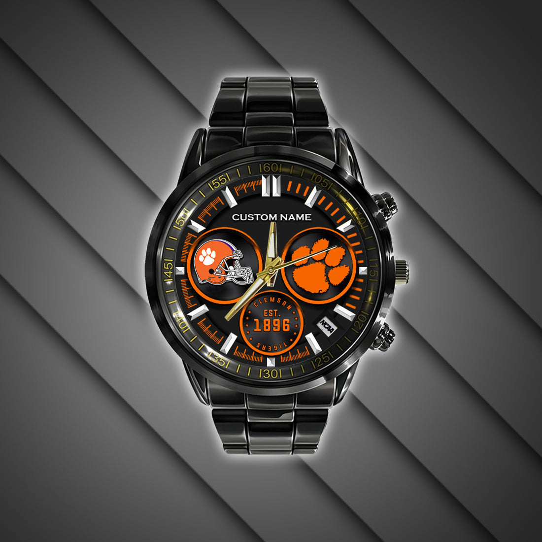 Clemson Tigers - Black Stainless Steel Watch