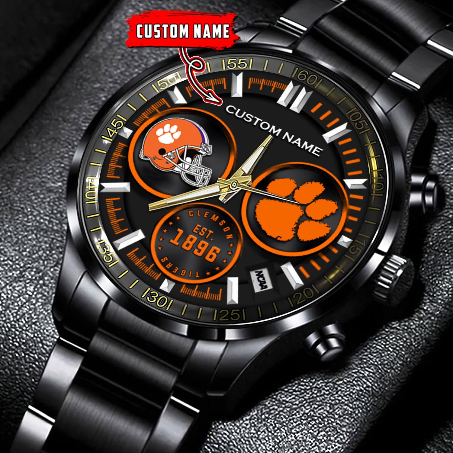 Clemson Tigers - Black Stainless Steel Watch