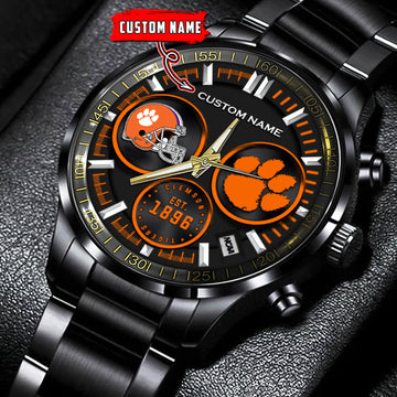 Clemson Tigers - Black Stainless Steel Watch