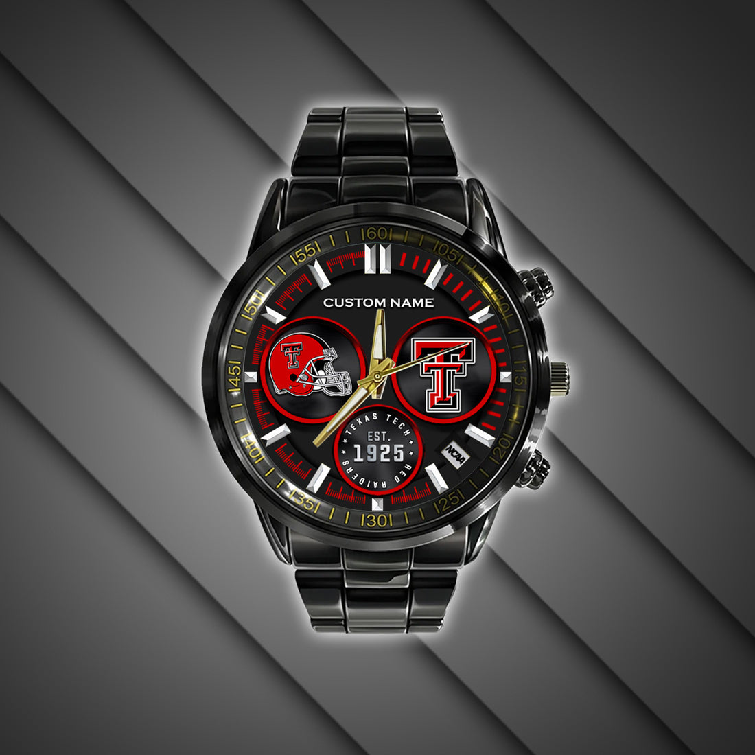 Texas Tech Red Raiders - Black Stainless Steel Watch