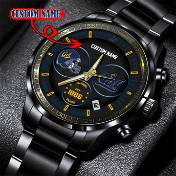 California Golden Bears Black Stainless Steel Watch - Custom Name 58437