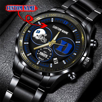 Duke Blue Devils Black Stainless Steel Watch - Custom Name 58437